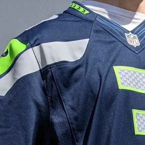 Nike Vintage Rare Seattle Seahawks Wilson Football Jersey Blue Green YXL Men S - Picture 2 of 10